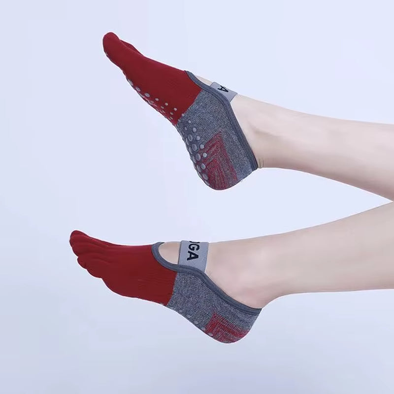 PinkFlex GripToe Five-Finger Yoga Socks
