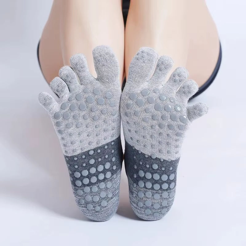 PinkFlex GripToe Five-Finger Yoga Socks