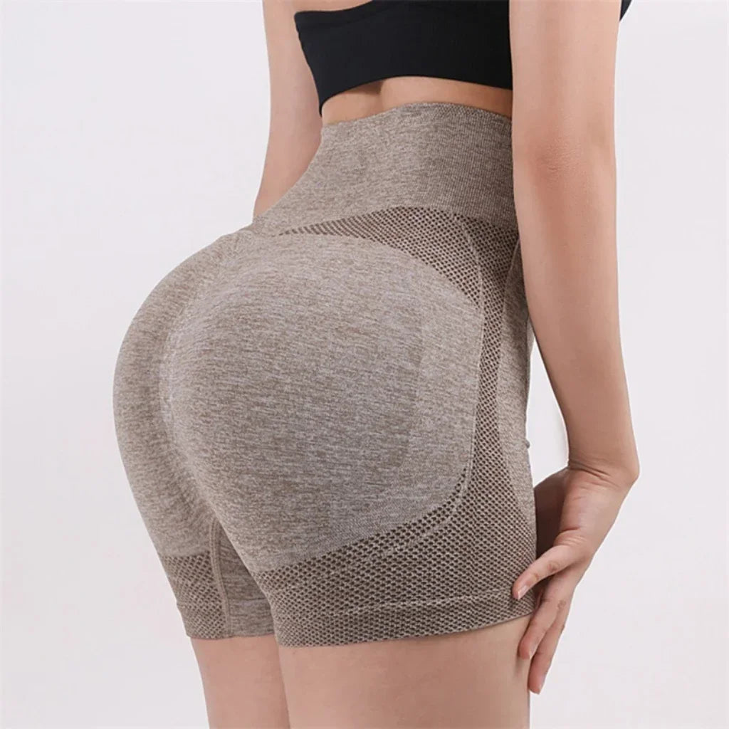 PinkFlex SculptRise High-Waist Yoga Shorts