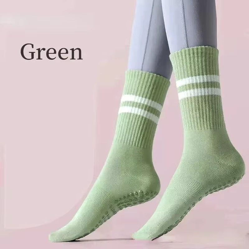 PinkFlex StudioGrip Mid-Tube Yoga Socks