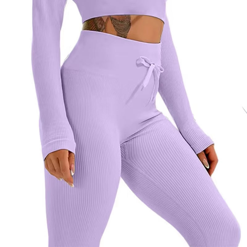 PinkFlex SculptRib Seamless Tummy-Control Leggings