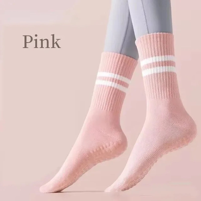 PinkFlex StudioGrip Mid-Tube Yoga Socks