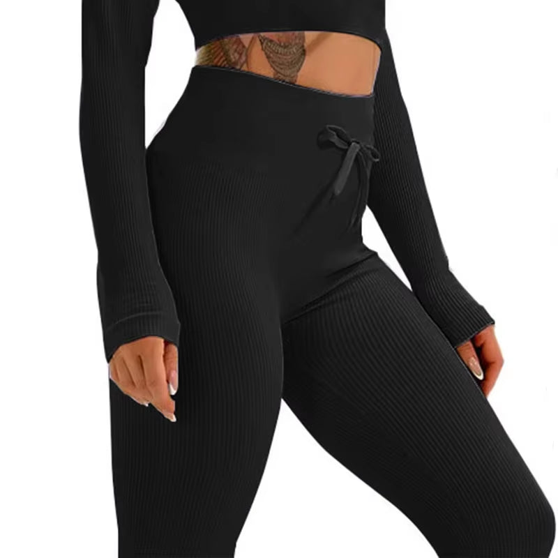 PinkFlex SculptRib Seamless Tummy-Control Leggings