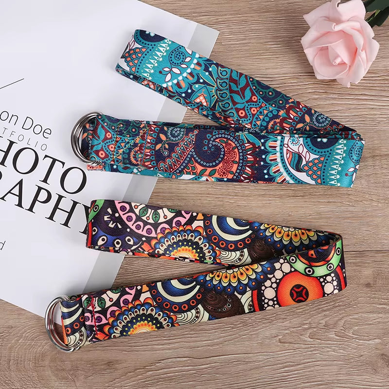 PinkFlex StretchEase Printed Yoga Strap