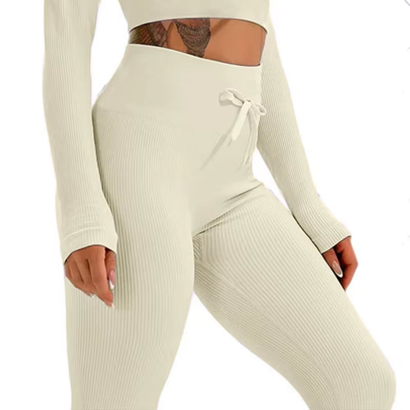 PinkFlex SculptRib Seamless Tummy-Control Leggings