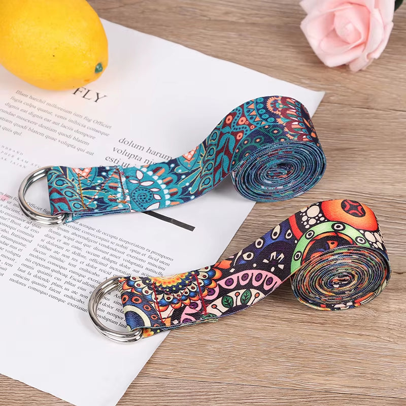 PinkFlex StretchEase Printed Yoga Strap