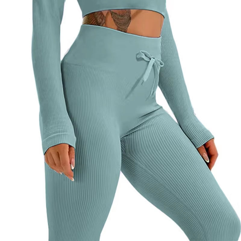 PinkFlex SculptRib Seamless Tummy-Control Leggings